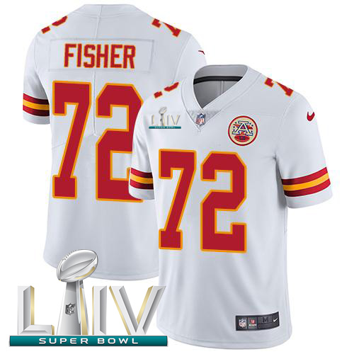 Kansas City Chiefs Nike 72 Eric Fisher White Super Bowl LIV 2020 Men Stitched NFL Vapor Untouchable Limited Jersey